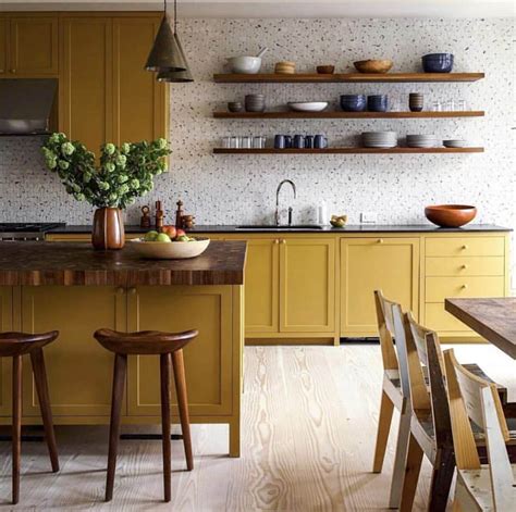 mustard yellow kitchen cabinets